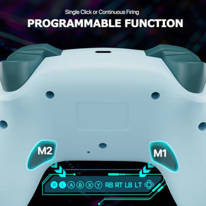 Wireless Switch Controller for Switch/Switch 2/Lite/OLED/PC Controller with 2.4G Adapter, Lake Blue Switch Controller with Hall Joysticks & Hall Triggers, Switch Pro Controller with Wake-up, 2 Back Programmable Buttons, Turbo Function - color: Lake Blue