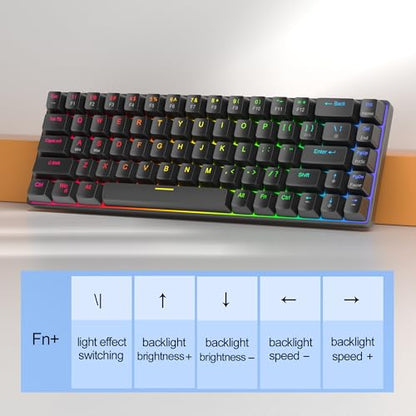 MageGee 60% Rapid Trigger Gaming Keyboard, Hall Effect Magnetic Switch, Actuation Point Adjustable, Hot Swappable RGB Backlit Wired Keyboard with Arrow Keys for Win/PC/MAC, Black - color: Black