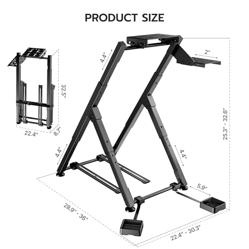 ARES WING Foldable Sim Racing Wheel Stand with Chair Fixing, Compact Design | Racing Simulator Cockpit Compatible with Logitech G29 G920 G923, Fanatec, Thrustmaster, Moza, Simagic, Racing Games Equipment - size: Stand with Chair Fixing