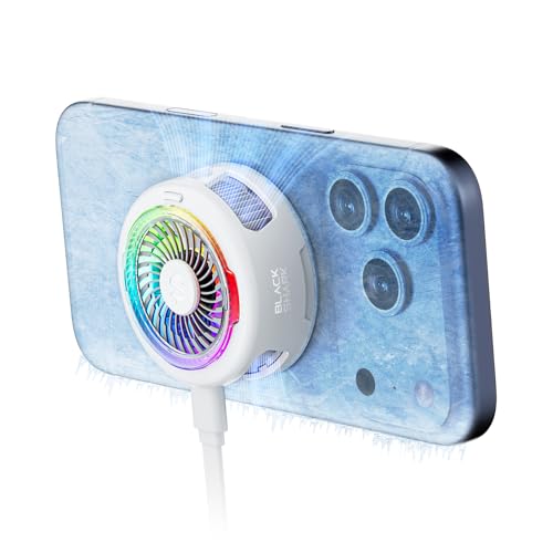 Black Shark FunCooler 6 Magnetic Cell Phone Cooler for Gaming, Portable Mobile Phone Cooling Fan with RGB Light, App-Controlled Cellphone Radiator for iPhone Magnetic Series/iPad (White) - color: FunCooler 6 White