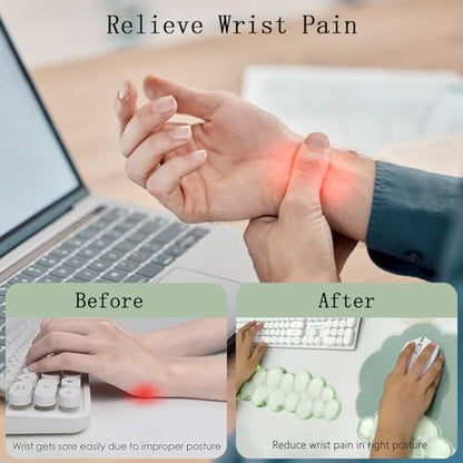 Gel Cloud Wrist Rest Keyboard Clear Green Mouse Pad with Wrist Rest Set 3PCS Ergonomic Cool Keyboard Wrist Pad Cute Acrylic Coaster Non-Slip Base Cute Transparent Mouse Wrist Pad Support for Computer - color: 3pcs Gel Green