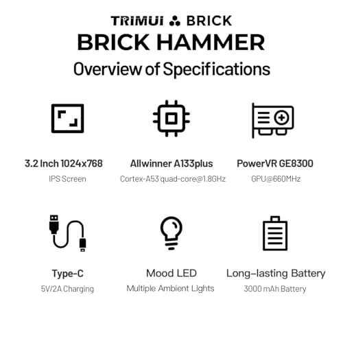 TRIMUI Brick Hammer Retro Handheld Game Console – Metal CNC Aluminum Alloy Body, 3.2" IPS Screen, 8GB Storage, Expandable to 1TB, Built-in 3000mAh Battery Silver-64G - style: Silver-64G
