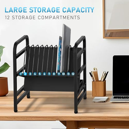 Chromebooks Charging Station 12-Slot Open Charging and Storage Rack with Leveling Feet for iPads, Tablets and Laptop Computers – Ideal for Classrooms, Offices, and Libraries