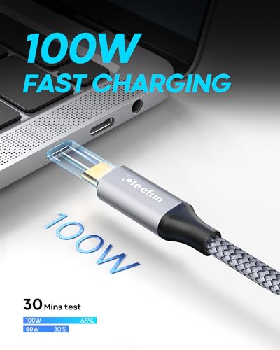 CLEEFUN USB-C Extension Cable - 1ft, 1-Pack, USB-C Male to Female, 10Gbps Data & 4K Video Sync, 100W Fast Charging for Laptop, Tablet, Phone - color: Grey, size: 1ft
