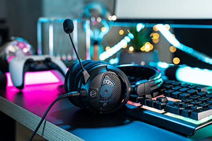 Audio-Technica ATH-GDL3BK Open-Back Wired Gaming Headset - Black/Blue with an Additional 1 Year Extended Amber Protection (2022)