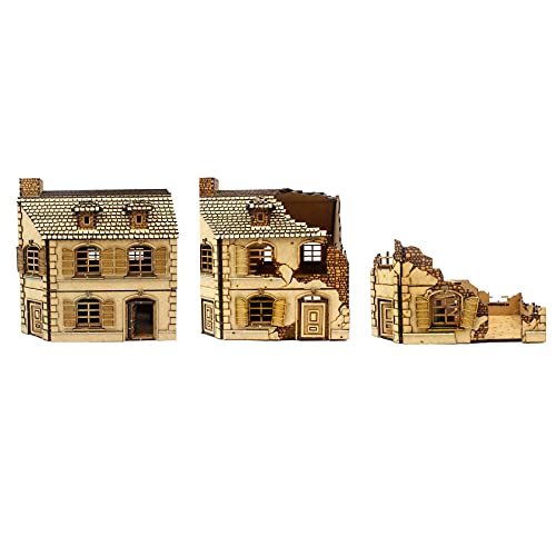 War World Gaming Set of 3 Normandy Houses for Historical Wargames – 28mm Laser Cut MDF Buildings - size: Set of 3 Normandy Houses