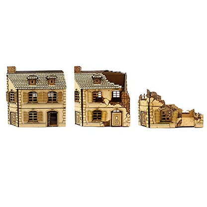 War World Gaming Set of 3 Normandy Houses for Historical Wargames – 28mm Laser Cut MDF Buildings - size: Set of 3 Normandy Houses