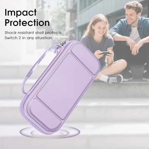 FINTIE Carrying Case for Nintendo Switch 2 (2025), Shockproof Hard Shell Switch 2 Case, Protective Cover Travel Bag with 19 Game Card & 2 Micro SD Card Slots & Inner Pocket, Lilac Purple - color: Lilac Purple