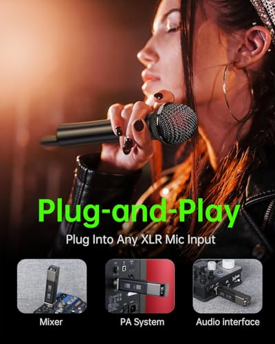 Xvive M5D Handheld Wireless Microphones System, 5.8GHz Plug-and-Play, 2 Wireles Microphone with 2 XLR Receiver, Auto Channel Scan, 24-bit/48kHz Digital Audio, for Singing, Church - style: M5D