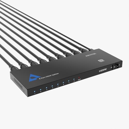 HDMI Splitter 1 in 8 Out, Arvitek 1x8 HDMI Splitter for HDTV TV Monitor, 4K@30Hz, Mirror 1 Source to 8 Displays Simultaneously, (Mirror Only) - size: 1x8