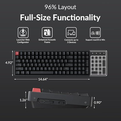 Keychron K4 96% Layout QMK Wireless and Wired Mechanical Keyboard Super Banana Switch, RGB Backlight Aluminum Frame with Shine-Through Double-Shot PBT Keycaps for Mac Windows-Version 3 - color: Keychron Super Banana Switch, size: Version 3