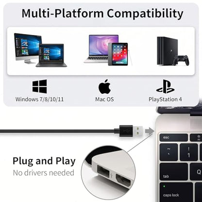 USB Gooseneck Conference Microphone, Flexible 360° Omnidirectional Desktop Mic with Noise-Canceling, Mute Button & Volume Control, Plug & Play for Meeting, Streaming, Podcast, PC/Mac/Laptop