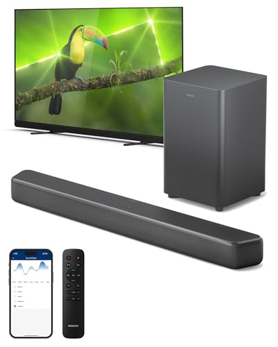 Philips B5309 2.1 Channel Soundbar with Wireless Subwoofer - Bluetooth, HDMI ARC, DTS Virtual:X, 240W Max Power, Dark Grey - style: B5309 Soundbar with Wireless Subwoofer