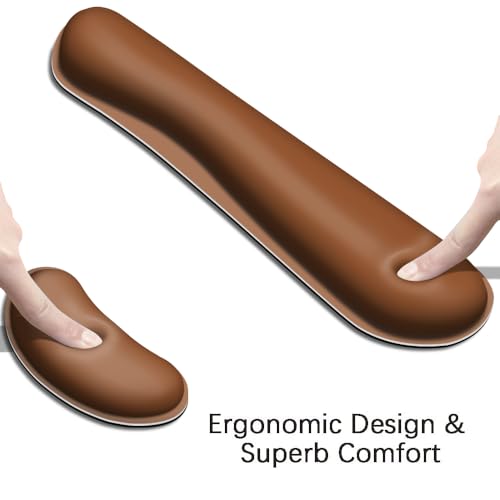 Desk Mat, Large Gaming Mouse Pad with Wrist Rest, 4 in1 XXL Mouse pad+Keyboard Wrist Rest+Mouse Pad Wrist Support+Cup Coaster Set, Ergonomic Desk Pad for Home Office, Coffee Brown - color: Coffee Brown