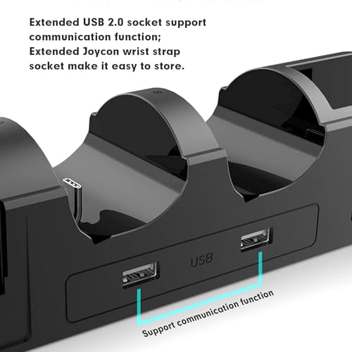 ECHZOVE Charging Dock for Nintendo Switch Joy-Con & Pro Controllers, 6-in-1 Controller Charging Station for 4 Joy-Cons and 2 Official Pro Controllers, LED Indicators, USB Ports, Game Room Organizer
