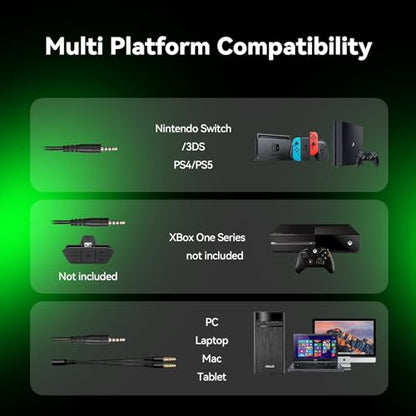IMYB A88 Gaming Headset with Microphone, Stereo Wired Noise Cancelling Over-Ear Headphones with Mic for Pc, Ps5, Xbox One Series X/s, Ps4, Computer, Laptop, Mac, Nintendo, Gamer (Green) - color: Green