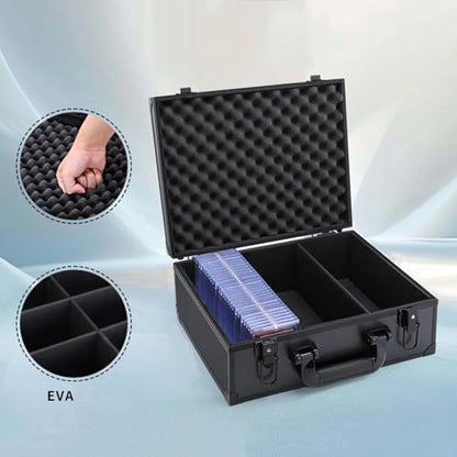 Card Storage Box Aluminum Alloy Card Storage Case with Trading Card Collection Box EVA Foam Protection Organizer for, 3 Compartments - size: 3 Compartments