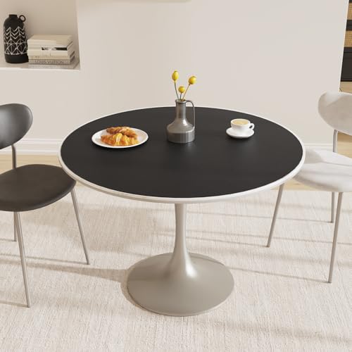 Black Plastic Table Cover Protector, 42" Round Waterproof Easy Flat PVC Desk Pad Mat, 1.5mm Thick Vinyl Table Top Protector for Dining Room Table, Office, Dresser - color: Black, size: 42" x 42"