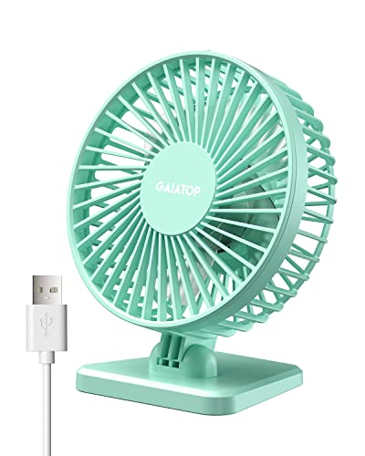 Gaiatop USB Desk Fan, Small But Powerful, Personal Portable Quiet 3 Speeds, Adjustable Mini Table Desktop fan for Cooling Home Office Car Summer Travel Gifts Green - color: Green