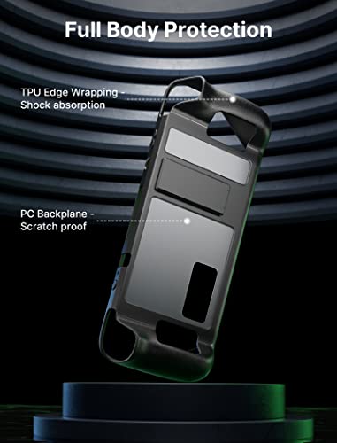 JSAUX PC0105 Steam Deck Case with Adjustable Angle Stand + 2-Pack Steam Deck Screen Protector