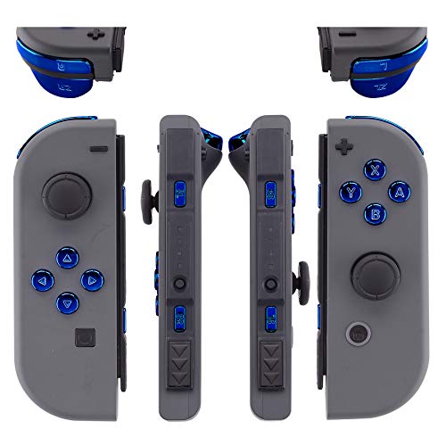 eXtremeRate Chrome Blue Full Set Replacement Buttons for Nintendo Switch & OLED JoyCon, ABXY Direction Keys SR SL L R ZR ZL + - Home Capture Trigger Buttons Springs - Without Controller - color: Chrome Blue