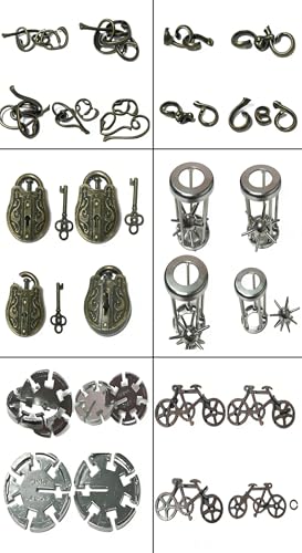 AHYUAN 32Pcs Metal Brain Teaser Puzzles 3D Cast Steel Teasers Puzzle for Kids Teens Magic Puzzles Games Toys IQ Education Smart Logic Test Toy Fidget Toys Party Favors for Kids Adults Challenge
