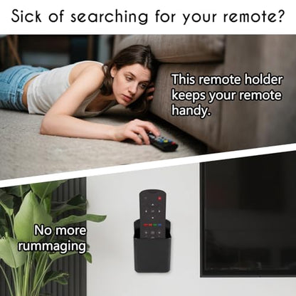 2 PCS Remote Control Holder Wall Mount, TV Air Conditioner Remote Control Holder, Self Adhesive Pen Holder Organizers and Accessories for Home Office School, Black - color: Set of 2-Black