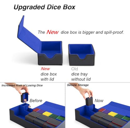 MTG Deck Box Holds 5 Display Card Deck Boxes with Playmat and Dice Box,Includes 10 colorful dividers and 1 card supporter, Trading Card Storage Box For Magic Game Cards(Black and Blue) | Holds 5 Deck Boxes (not included)/650 Single/520 Double-Sleeved Card