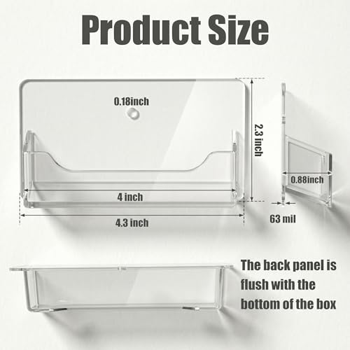 Wesiti 8 Pcs Wall Mount Business Card Holder Clear Acrylic Fit 40-50 | Plastic Business Card Holder Office Cards Display Stand Visiting Cards Desktop Organizer for Wall Mount or Place on Desk