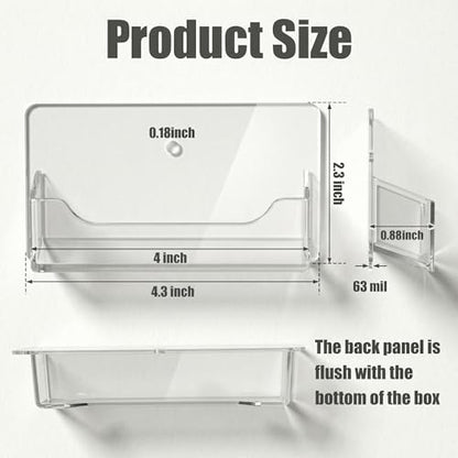 Wesiti 8 Pcs Wall Mount Business Card Holder Clear Acrylic Fit 40-50 | Plastic Business Card Holder Office Cards Display Stand Visiting Cards Desktop Organizer for Wall Mount or Place on Desk