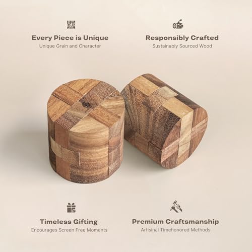 Powder Keg: 3D Wooden Puzzles Brain Teasers for Adults Interlocking Mechanical Handheld Mind Logic Puzzles Unique Gift for Christmas and Birthdays Office Desk Decor