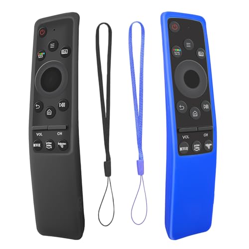 2 Pack Samsung TV Remote Silicone Protective Case - Compatible with BN59 Series - Glow in The Dark - Blue/Black Skin Sleeve - color: Blue not Glow+ Black not Glow