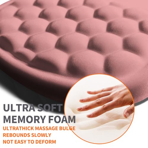 Ergonomic Joint Wrist Support Mouse Pad with Memory Foam Cushion Massage Bump, Carpal Tunnel Pain Relief Mousepad Slope Design for Wrist Rest, 11.8x7.9 in, Pink - color: Pink