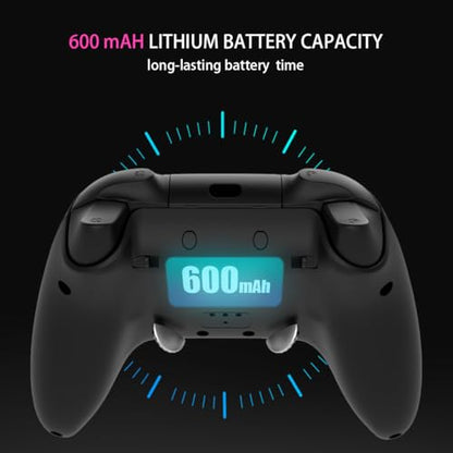 ASRVA Black 2.4G Wireless Game Controller, No Bluetooth, Hall Effect Gamepad with Metal Rear Macro Buttons, Wired Plug & Play, Compatible with PC Mac Steam Deck PS3 Switch Android - color: Black