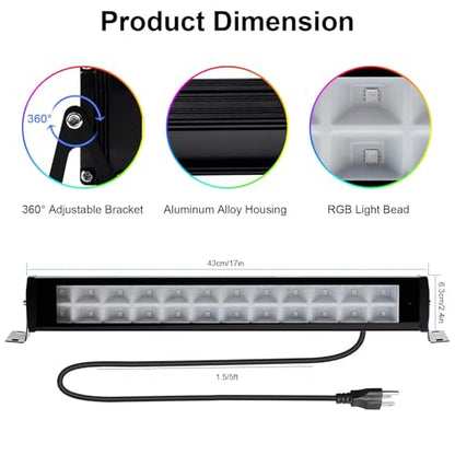 50W 2.4G Remote Control RGB Wall Washer Light, 3000K Warm Light, RGB Light bar with Remote Control & APP Control, for Birthday Party, Garden Lighting, Wall Display, Hotel, Building - size: 50W RGB&3000K*1