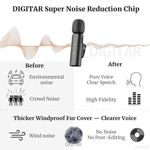 Wireless Lavalier Microphone for PC/iPhone/Android/iPad, Clip-on Mics for Audio Video Recording, Bluetooth USB Lavalier Lapel Microphones for YouTube TikTok Vlogging Singing Content Creator