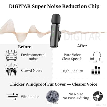 Wireless Lavalier Microphone for PC/iPhone/Android/iPad, Clip-on Mics for Audio Video Recording, Bluetooth USB Lavalier Lapel Microphones for YouTube TikTok Vlogging Singing Content Creator