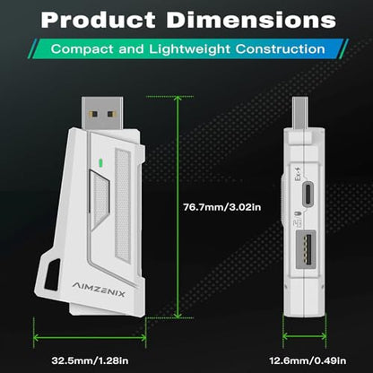 AX200 PC Mouse and Gaming Keyboard Adapter for Computer, Support Key Mapping, Aim Assist, Recoil Control, Smart Joystick Function, 1000Hz Reporting Rate, TPS, FPS, Perfect for APEX, COD Games