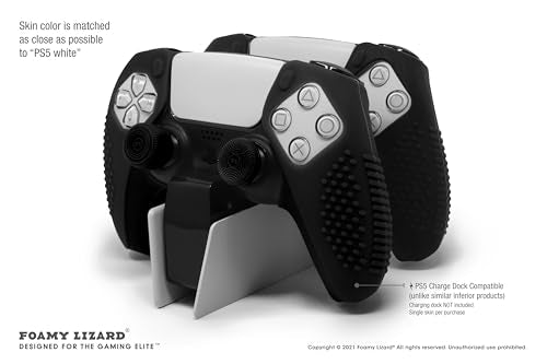 SensePro PS5 Controller Skin Grip, Anti-Slip Studded, Black | Dock Compatible, Soft Gel Silicone Cover for Playstation 5 Dualsense, Rubber Protector, Raised Thumb Grip Caps - color: Black