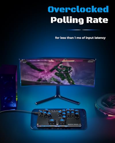 Sehawei Haute42 16-Key Mini Plus Leverless Arcade Controller | Hot Swap, Turbo Function & SOCD Supported, Compatible with PC/Ps3/Ps4/Switch - color: Black