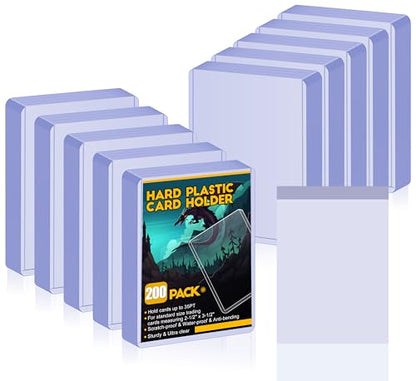 Sooez 200 Soft Card Sleeves&200 Hard Plastic Card Holder Combo, 35PT, 3"x4" | for Trading Card, Baseball Card Protector, Penny Sleeves for Collectible Game Card, Sturdy Standard Size Sports Football Card - size: 200 Hard Sleeves + 200 Penny Sleeves