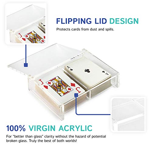 Huang Acrylic Twin Playing Card Deck Case for Poker, Bridge