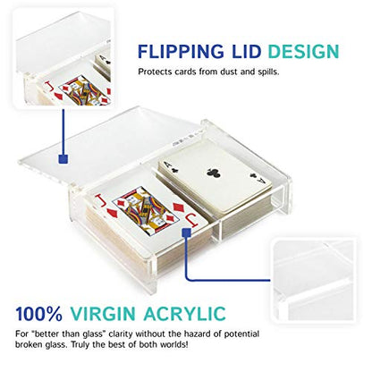 Huang Acrylic Twin Playing Card Deck Case for Poker, Bridge