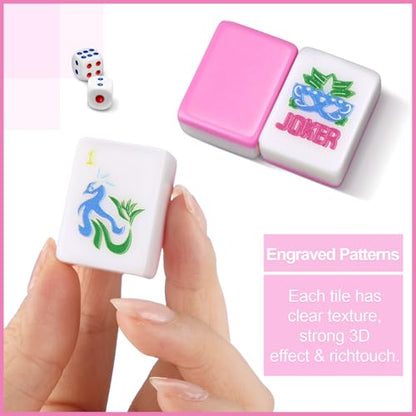 Soulchen Kaleidoscope Mahjong Tile Set 160 Mahjong Tiles 1.2'' Pink American Mahjongs Tile Set with Mahjongs Bag (Bamboo) - style: Bamboo