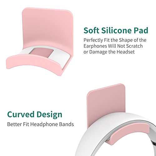 Headphone Stand Headset Holder - Adhesive Gaming Headphone Hanger Hook Desk Mount for Most Headphone & Controller (Pink 2Pack) | Space-saving headphone hanger and wall mount alternative, durable ABS with non-slip pad, supports up to 1 kg - color: Pink-2Pa