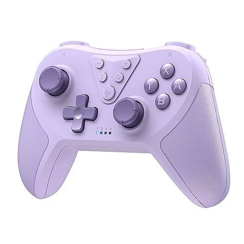 EasySMX Wireless Bluetooth Game Controller Compatible with Switch, Wake-up Support, 6-Axis Gyroscope, Turbo Mode & Adjustable Vibration - color: Purple