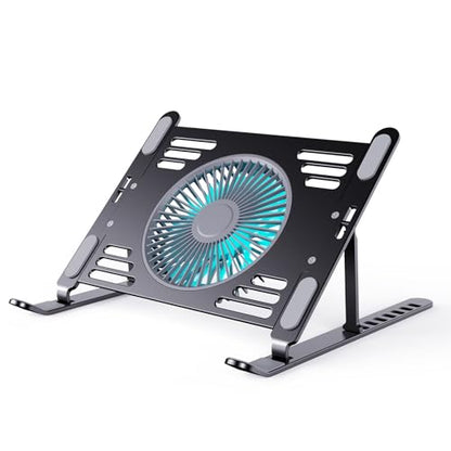 SHUWEI Portable Laptop Cooling Stand, Foldable & Adjustable Aluminum Stand with 3 Speed Powerful Quiet Fans, Ultra-Lightweight Ergonomic Cooling Pad for 17.3" Laptops (Black, for 17.3" Laptop) - color: Black