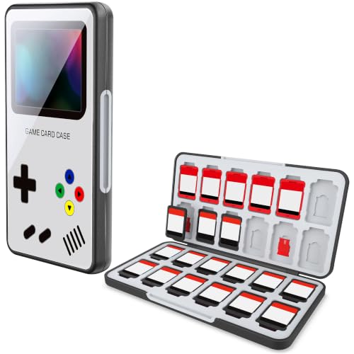HEIYING Switch Game Card Case for Switch 2 /OLED / Lite,Custom Pattern Game Cards Holder with 24 Games Card Slots and 24 Micro SD Cards Slots for Easy to Carry - color: Glass Game Console