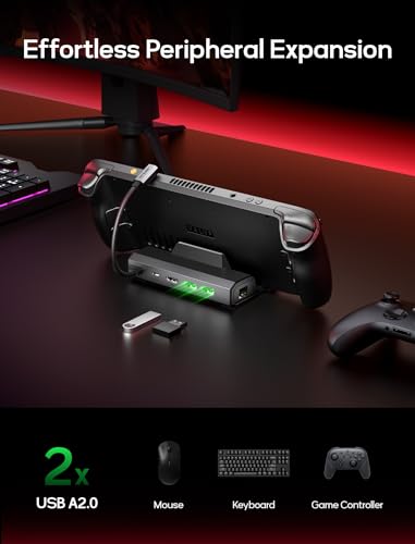 JSAUX 5-in-1 Docking Station for Steam Deck/ROG Ally X/Legion Go S-HB0602 | 4K@120Hz HDMI, 100Mbps Ethernet, 100W PD Fast Charging, 2 USB 2.0 Ports, Widely Compatible with SteamOS & Windows Handhelds - color: Gray (Dock Only)