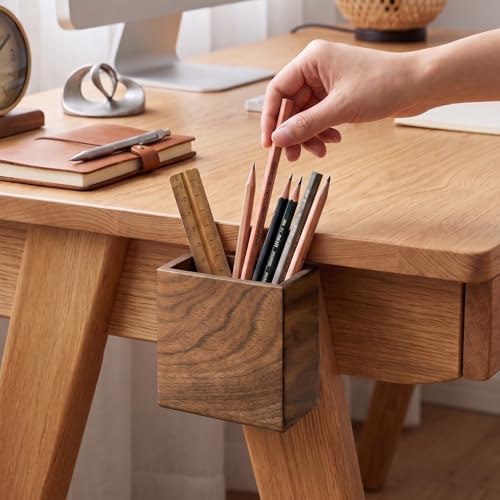 Remote Holder Hole-Free, Self-Adhesive Storage Wooden Box Small | Wall Mounted or Desk Mounted Container for Remote Phone Pencil Stationery Accessories Placement - size: Small